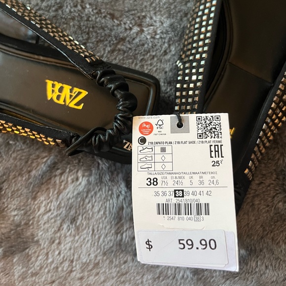 pointy ballerina shoes with grey rhinestones. never worn before - Picture 2 of 3